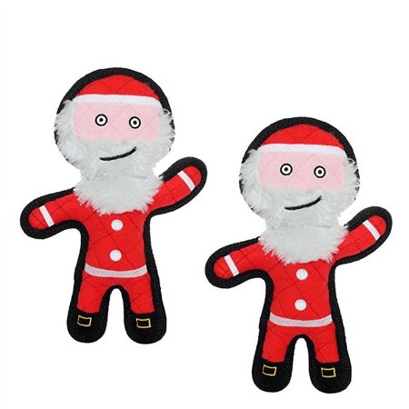 Tuffy Holiday Santa Durable Plush Squeaky Dog Toy 2 Pack