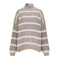 thumbnail image 2 of 2025 Women's Oversized Turtleneck Striped Pullover Sweaters Cowl Neck Long Sleeve Winter Loose Chunky Knit Sweater, 2 of 7