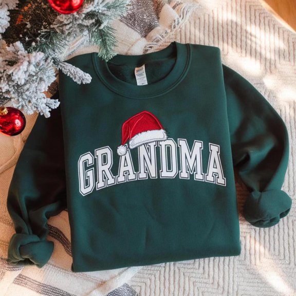 Embroidered Grandma Christmas Santa Hat, Sweatshirt