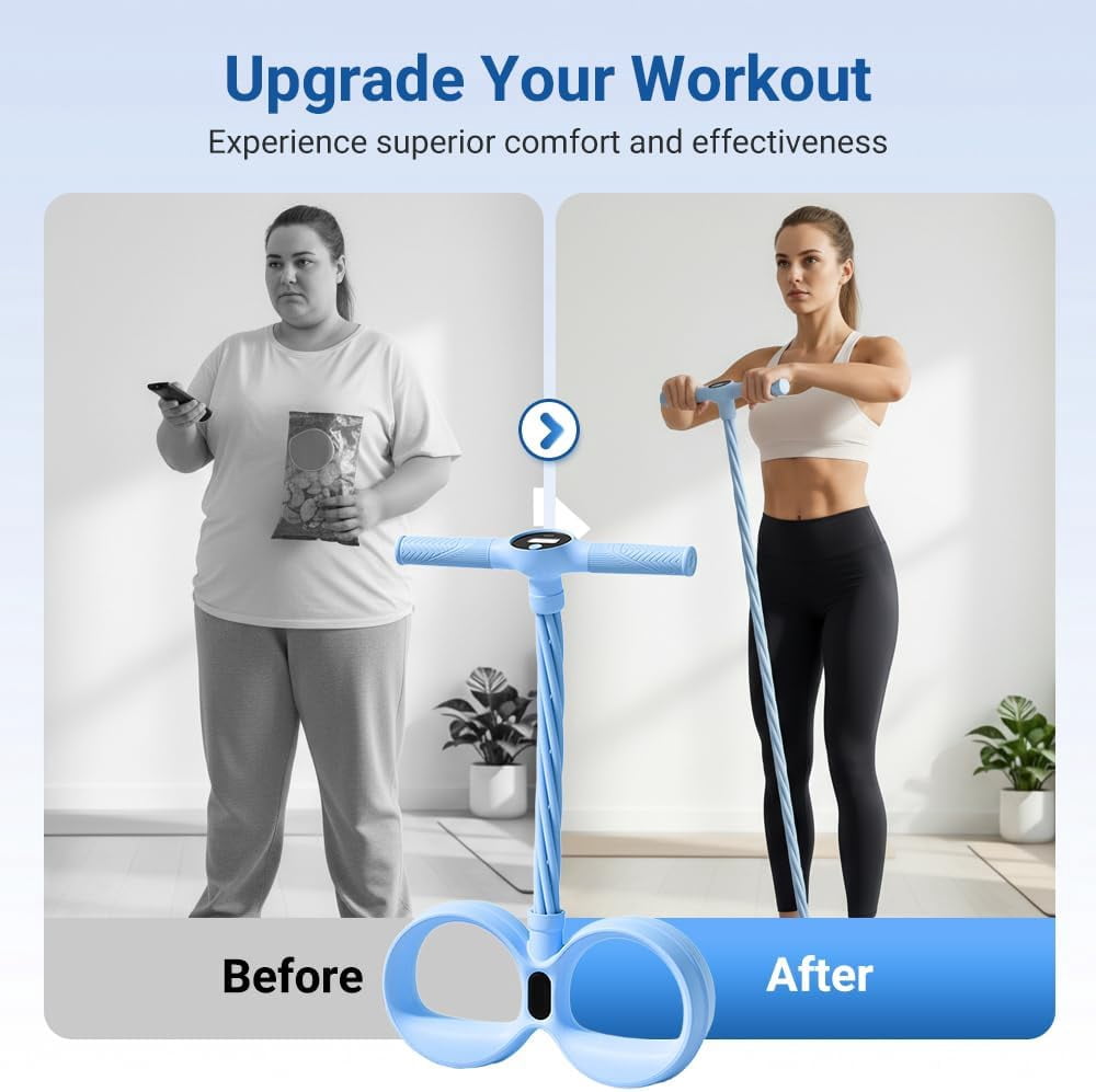 Smart Foot Pedal Puller with Counter, 6 Tube Pedal Puller Resistance Band with Handles, Home Gym Arm and Waist Training Pedal Band, for Full Body Stretching & Yoga