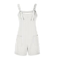 thumbnail image 5 of Lenpel Rompers for Women Summer Adjustable Knot Strap Scoop Neck Striped Sleeveless Jumpsuits Loose Overall Shorts with Pockets, 5 of 5