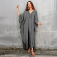 thumbnail image 4 of Ladies Chest Woven Loose Large Size Beach Smock Robe Holiday Sunblock Smock Long Sleeve Shirts for Women Long Sleeve Shirts for Women, 4 of 8