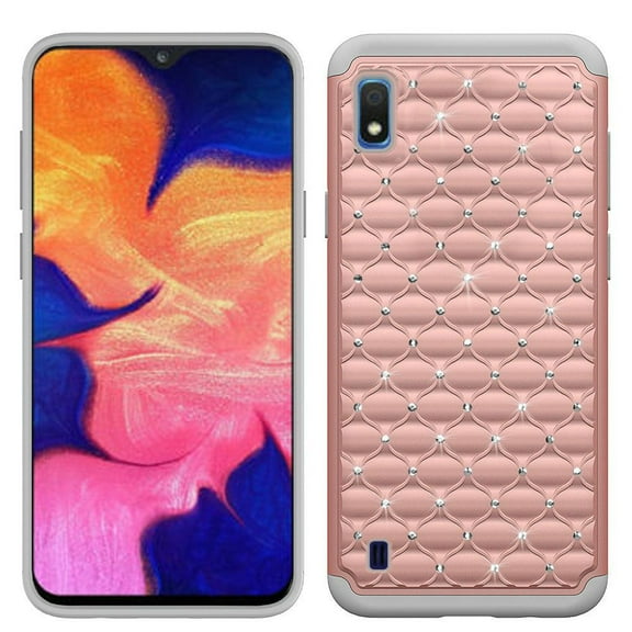 GSA Studded Rhinestone Tough Hybrid Case For Samsung Galaxy A10e - Rose Gold
