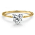 thumbnail image 3 of Gem Stone King 14K Two Tone Gold Lab Grown Diamond Solitaire Engagement Ring for Women | 0.44 Cttw | Heart Shape 5MM | DEF Color | VVS-VS Clarity | Size 7, 3 of 6