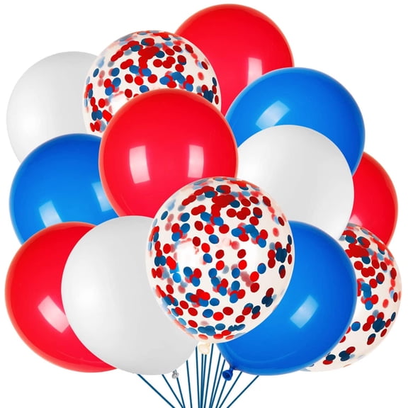 80Pcs Red White and Blue Latex Balloons with Confetti Balloons for 4th of July Decorations Independence Day Patriotic Anniversary Blue 81 Piece Set