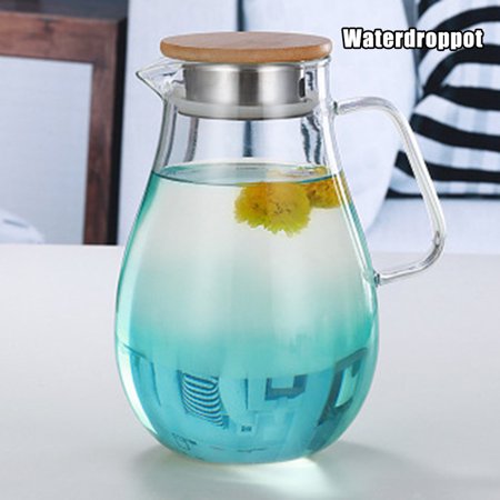 

Fly Sunton High Borosilicate Heat-resistant Glass Kettle Juice Pot Large Capacity Gradient with Handle Lid(Blue Water Drop Pot)