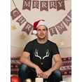 thumbnail image 2 of Xmas Red Nosed Deer Design Men Black T-Shirt, Male XX-Large, 2 of 4