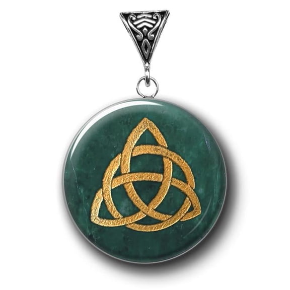 Triquetra Symbology on Jade Gemstone for Harmony