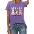 thumbnail image 2 of Easter Shirts for Women Bunny Print T Shirts Short Sleeve Crew Neck Graphic Tee Casual Top Purple XXXL, 2 of 4