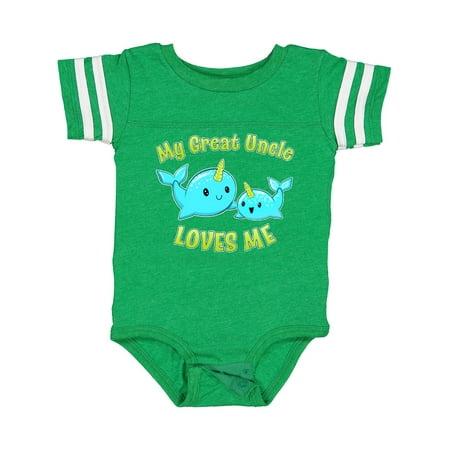 

Inktastic My Great Uncle Loves Me- Cute Narwhal Boys or Girls Baby Bodysuit