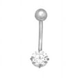 thumbnail image 2 of JewelStop 14k Solid Gold White Belly Button Round CZ Navel Ring Body Jewelry, 1.1gr., 2 of 4