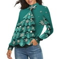 thumbnail image 2 of Christmas Tree Women's Turtleneck Sweater Long Sleeve Ribbed Fitted Turtle Neck Casual Fall Winter Collection Top 2XL, 2 of 4