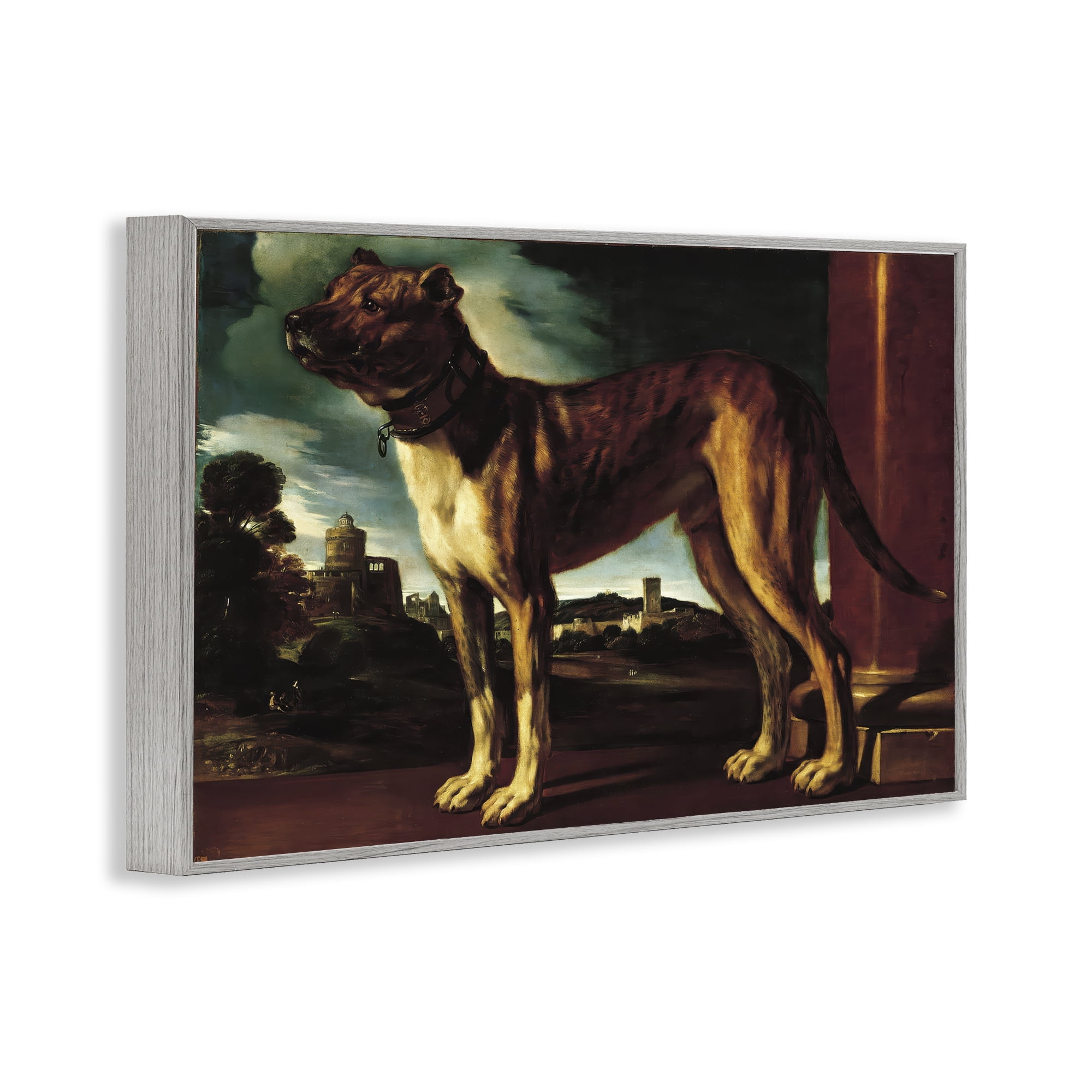 Stupell Industries Historical Aldrovani Dog Gray Framed Giclee Art, design by Lil' Rue