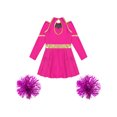 thumbnail image 4 of vastwit Kids Girls Cheer Leader Fancy Dress with Pom Poms Cheerleading Outfits Hot Pink 14, 4 of 5