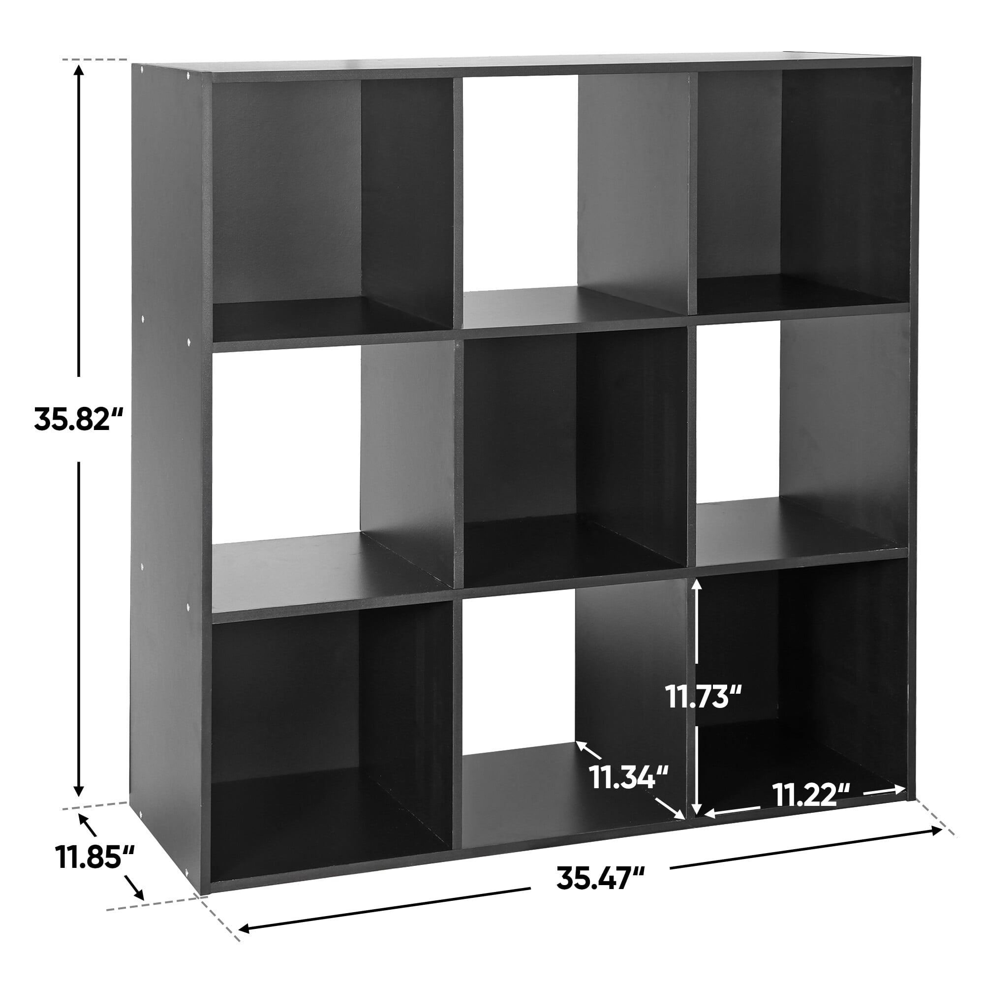 SuperDeal 9-Cube 3 Shelves Organizer MDF Cabinet Bookcase Black