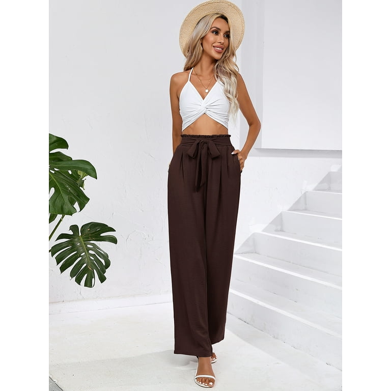 Chiclily Women Wide Leg Pants with Pockets High Waist Loose Chiclily Women Wide Leg Pants with Pockets High Waist Loose