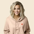 thumbnail image 4 of Dalix Pixel Heart Embroidered Fleece Cropped Hoodie Cold Fall Winter Women in Peach XL X-Large, 4 of 5