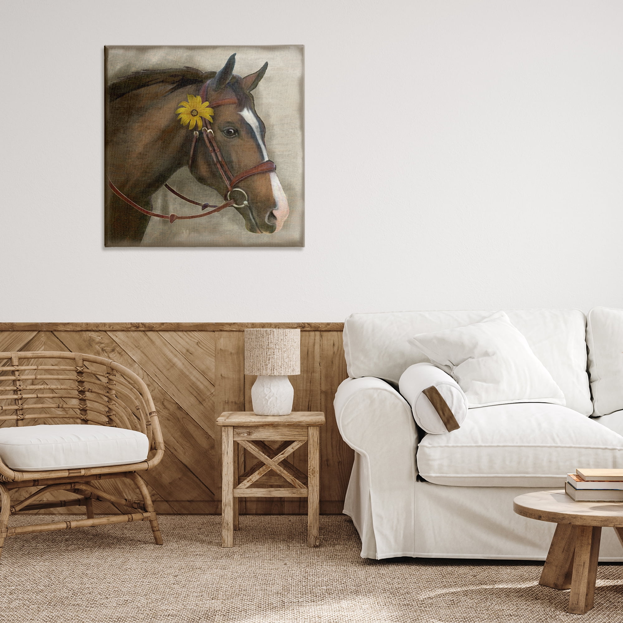 Stupell Industries Barnyard Horse with Daisy Canvas Wall Art, design by Suzanne Nicoll