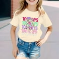 thumbnail image 2 of Tfken Toddler Girl Kids T-Shirts 100 Days Celebration Crew Neck Short Sleeve Tops Letter Print Soft Casual Girls Tee Hot Pink Size 4-5 Years, 2 of 4