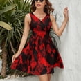 thumbnail image 3 of Red Black Red And Black Ink, Abstract Art Women's Tank Dress V Neck Sleeveless Summer Sundress, 3 of 7