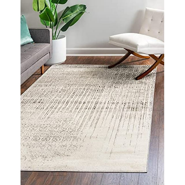 Unique Loom Del Mar Collection Area Rug-Transitional Inspired with Modern Contemporary Design, 7 ft x 10 ft, Gray/Ivory
