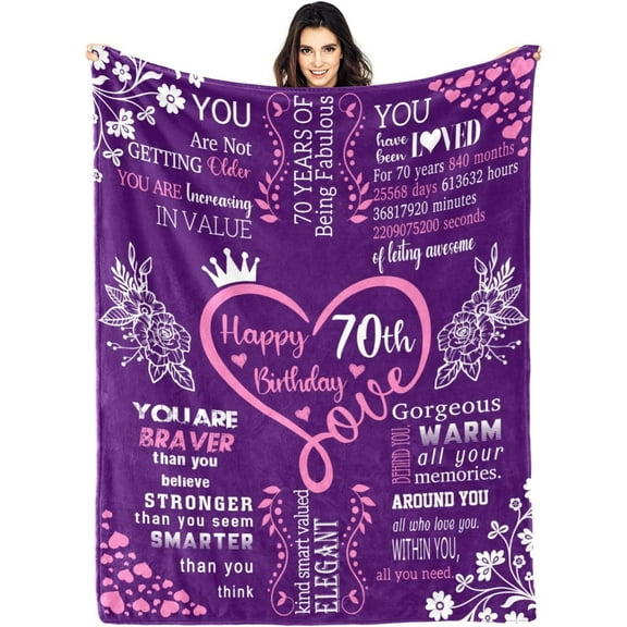 LHSHID Happy 70th Birthday Gifts Blanket for Women Her Wife Sister Mom Friends Grandmother Coworker Boss 70th Birthday Blankets Throw 70th Birthday Gift Ideas Gifts for 70th Birthday 30x40in
