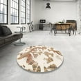 thumbnail image 4 of Ahgly Company Machine Washable Indoor Round Abstract Champagne Beige Area Rugs, 3' Round, 4 of 7