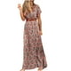 thumbnail image 1 of Vestidos casuales de verano de manga corta con estampado bohemio de verano para mujer con cuello en V y cinturón Fridja nalpqowj28673, 1 of 3