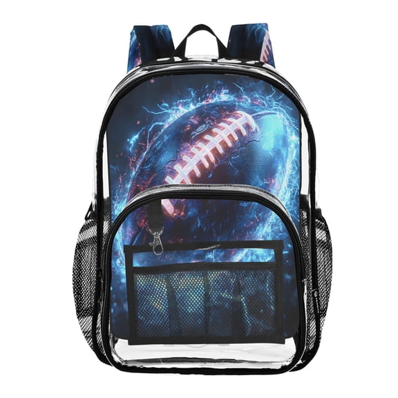 ALAZA Clear Backpack Cool Football PVC Transparent BookBag