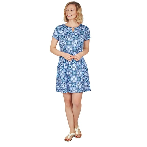 Larky Lark Womens Key Hole T-Shirt Dress In Free-Spirit Foulard