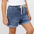 thumbnail image 7 of Atogsazn Kids Boys Summer Short Jeans Chlidrens Casual Wide Leg Drawstring Denim Shorts with Pocket Pants Blue 7-8 Years Fashion, 7 of 7