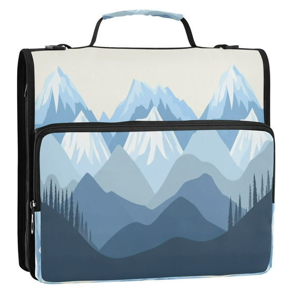 Mountain Range Silhouette Stripes Lines Zipper Binder Bag 3 Ring Binder Bag,Large Capacity Durable Binder Organizer Bag