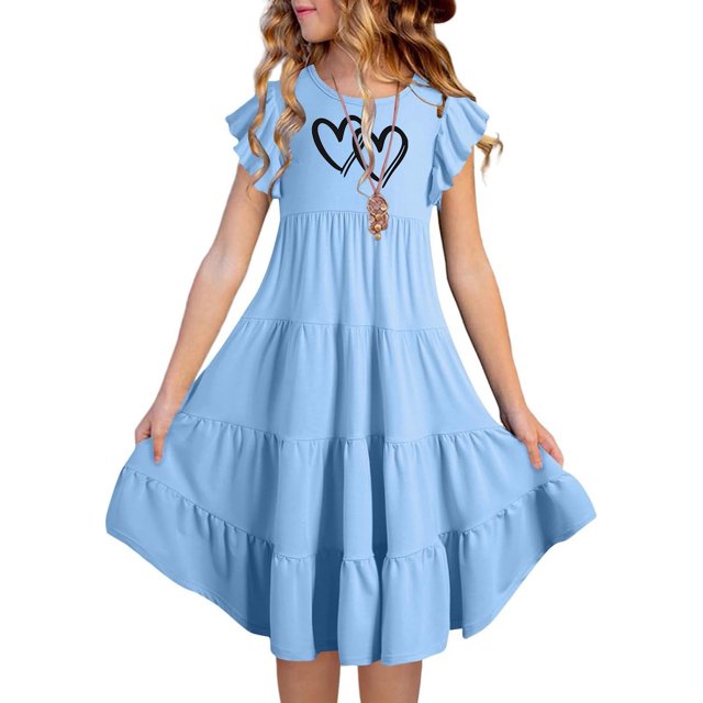 Robe Ado Fille Robe Mignonne pour Filles Robe d'Anniversaire Robe Chic Vêtements d'Été pour Fillette 14-15 Ans