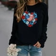 thumbnail image 4 of GaThRRgYP Womens Comfy Fit Crew Neck Long Sleeve,Ladies Long Sleeve Round Neck Independence Day Casual Printed Top Black S, 4 of 5