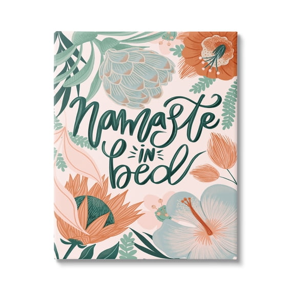 Stupell Industries Namaste In Bed Floral Botanical & Floral Painting Gallery Wrapped Canvas Print Wall Art, 16 x 20