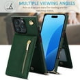 thumbnail image 5 of Dteck for iPhone 16 Case, Shockproof Magnetic Protective Zipper Pocket Purse Handbag Shoulder Strap Stylish Protective Cover, Green, 5 of 9