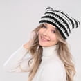 thumbnail image 5 of YOSUOPOC Women's Cat Ear Beanie, Soft Crochet Knit Hat with Foldable Ears, Slouchy Winter Warm Hat, One Size Fits Most, 5 of 6