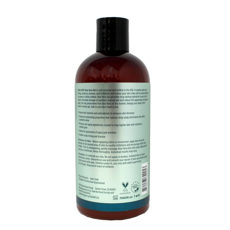 PURA D'OR Healing Organic Aloe Vera Gel - Lavender - 16 fl oz