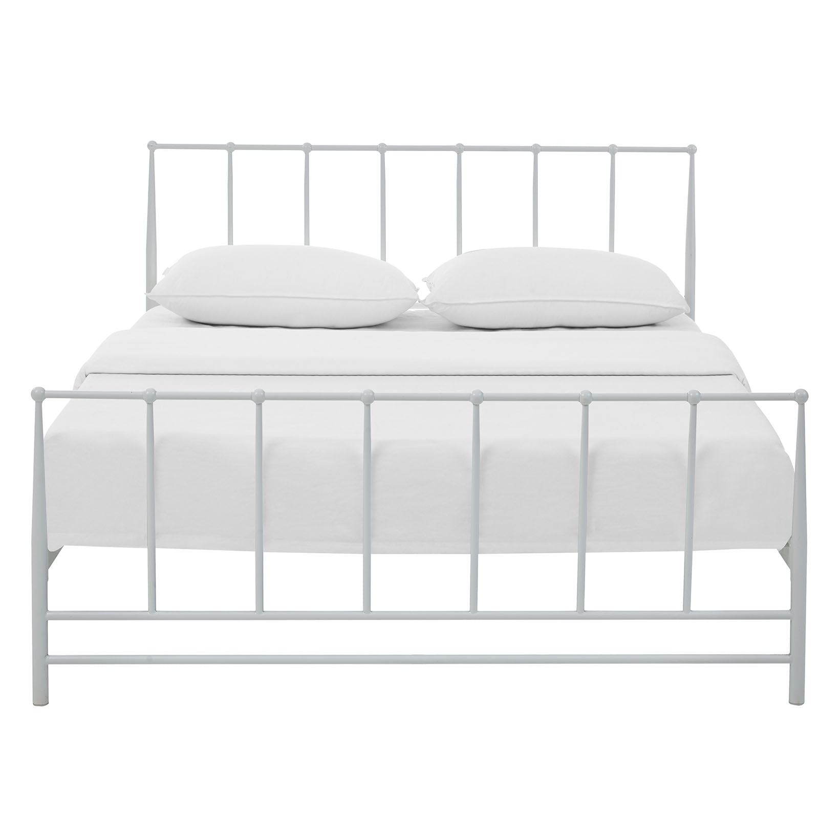 Modern Contemporary Urban Design Bedroom King Size Platform Bed Frame, White, Metal Steel