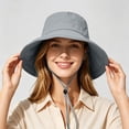 thumbnail image 2 of XIAOCHA Womens Drawcord‑Adjust Boonie Hat Solid Sun Hat Outdoor Wide‑Brim Hat,Grey, 2 of 8