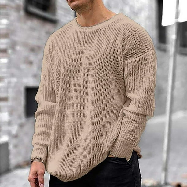 terning Tilbageholde Nuværende Puloru Men's Winter Loose Sweater Long Sleeve Crew Neck Ribbed Knit Pullover  - Walmart.com