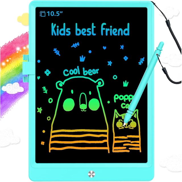 Tablero de escritura LCD, tablero de graffiti, tablero de dibujo en color de 10,5 pulgadas, regalo de viaje, adecuado para niñas y niños de 3, 4, 5, 6, 7 y 8 años (azul)