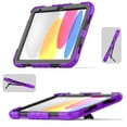 thumbnail image 4 of ELEHOLD for iPad 10th Generation 2022 10.9 inch Ragged Case, Soft Silicone Hard PC Shoulder Strap Built-Kickstand Anti-Drop Shockproof Heavy Duty Protective Cover Case,Purple, 4 of 8