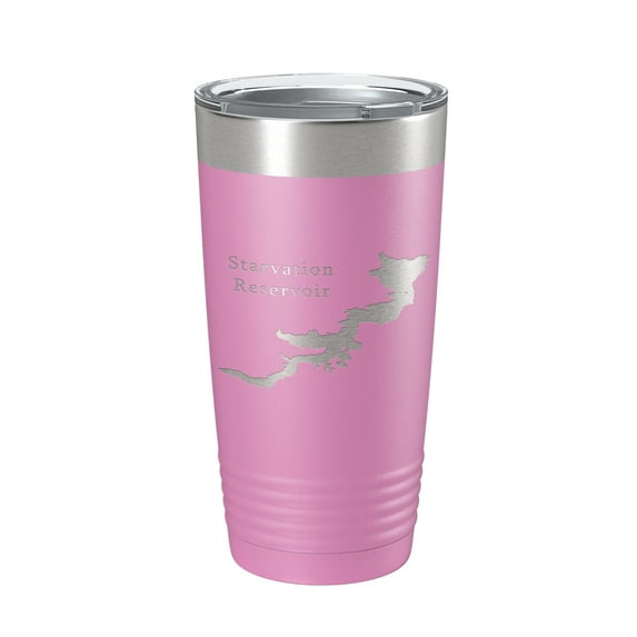 Starvation Reservoir Tumbler Lake Map Travel Mug Insulated Laser Engraved Coffee Cup Utah 20 oz Light Purple
