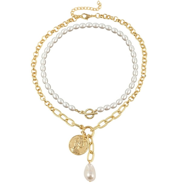 Collar para mujer, joyería para mujer, joyería para mujer, collares de moda para mujer, collares de doble capa, joyería femenina, regalos navideños. Un collar.