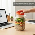 thumbnail image 6 of 2 Pack Salad Container 34oz 1000ml Large Side Opening Salad Pod, Leakproof Salad Jar with Dressing Cup, Integrated Lid Design Portable Food Storage Box for Office Gym Picnic, Orange, 6 of 6