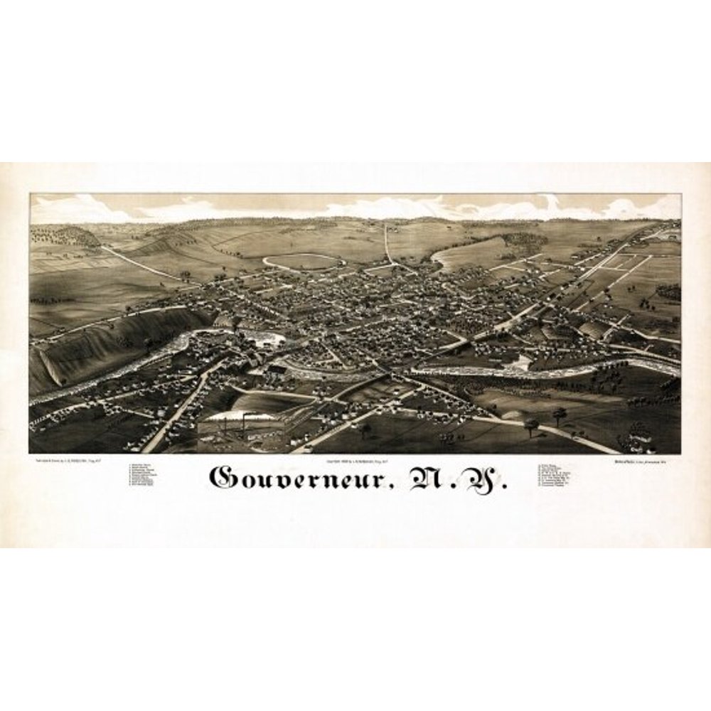 Old Map of Gouverneur New York 1885 Saint Lawrence County Poster Print