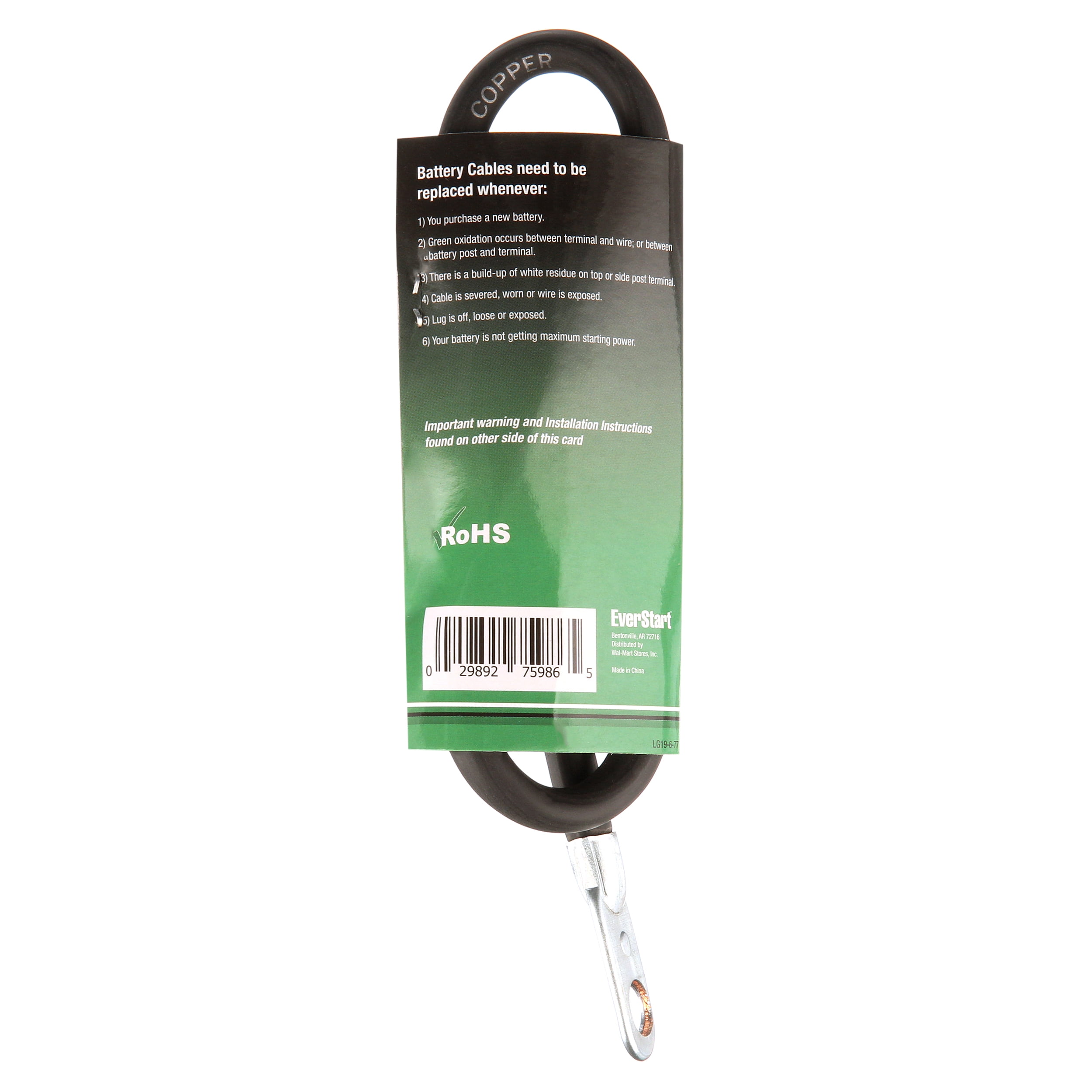 Everstart LG19-6-77 6-Gauge Black Lawn and Garden Battery Cable, 19-Inches