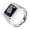 Black Silver, variant on Men's Stainless Steel Vintage Square Agate Gemstone Ring High Polished Black Side,Light Blue Size 11