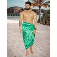 thumbnail image 5 of HAPPY BAY Men's Pareo Regular Surfing Dashiki Sarong Long Swim Beach Wrap One Size Sun, Green Summer Vacation Aloha, 5 of 5